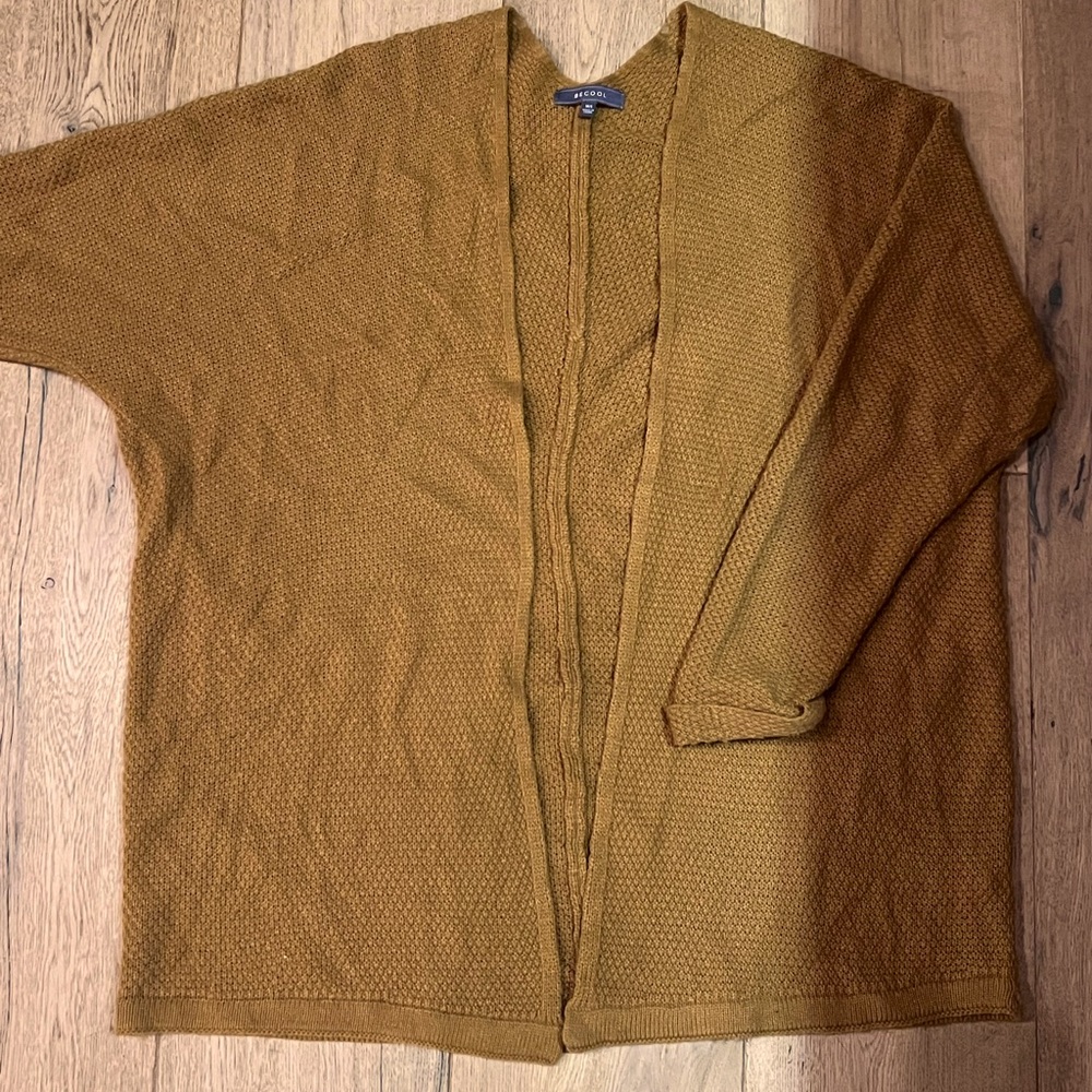 Women’s BE COOL Textured Tan Open Cardigan